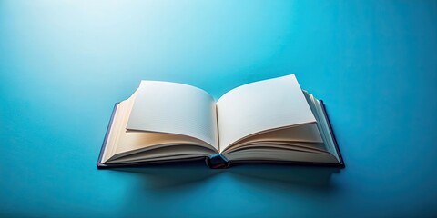 Open book with blank pages on blue background, book, blank, open, pages, blue, background, education, reading, knowledge
