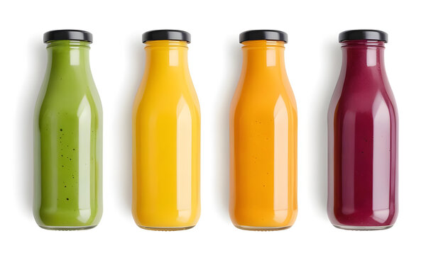  juice bottles isolated on white