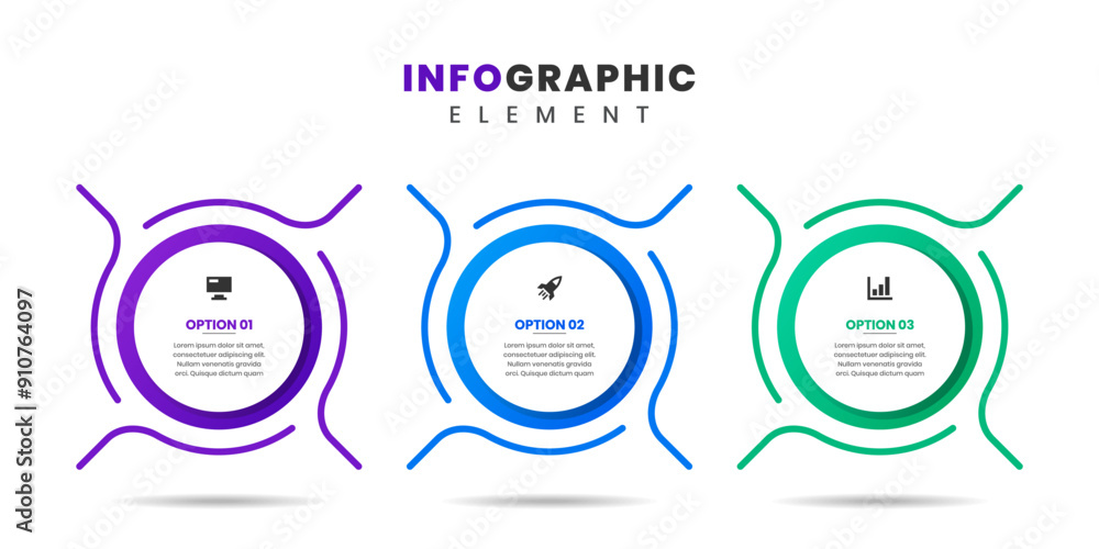 Poster vector graphic of infographic element design templates with icons and 3 options or steps. suitable f