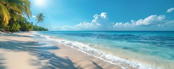 Obraz premium Sunny Summer White Sand Beach Scene