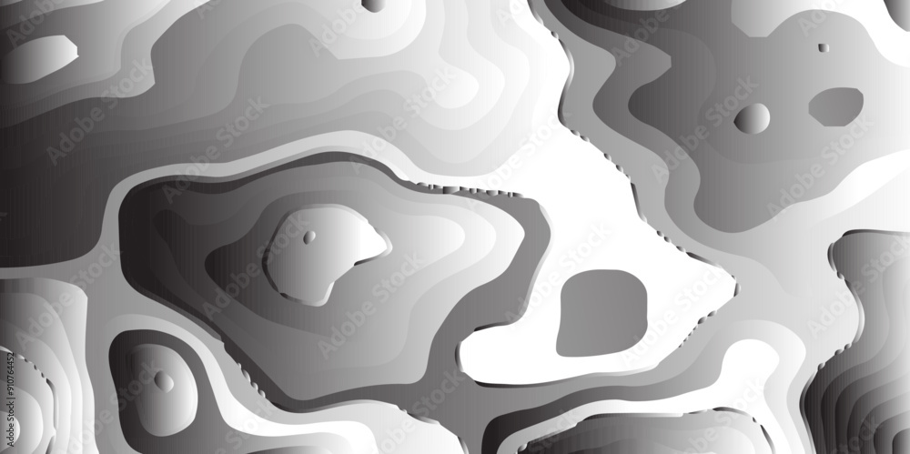 Aufkleber abstract geometric papercut style curve line decoration textured with 3d geometry circle wavy layers