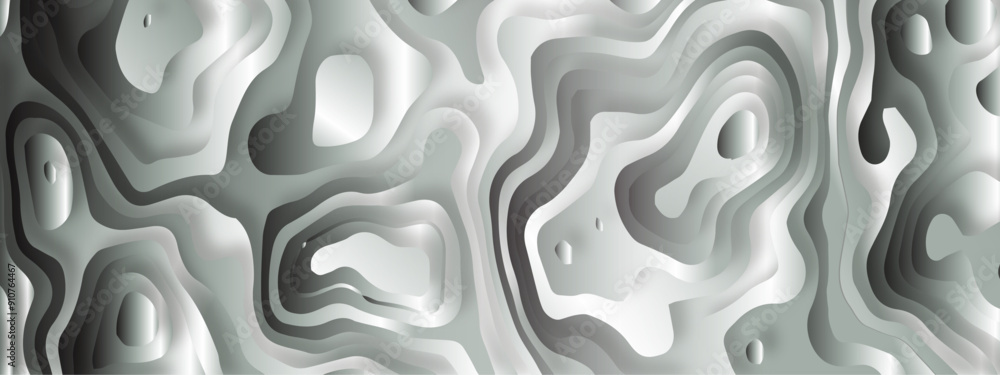 Aufkleber abstract geometric papercut style curve line decoration textured with 3d geometry circle wavy layers