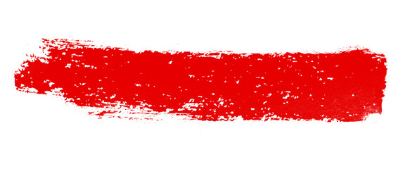 Red acrylic paint stroke isolated on white background