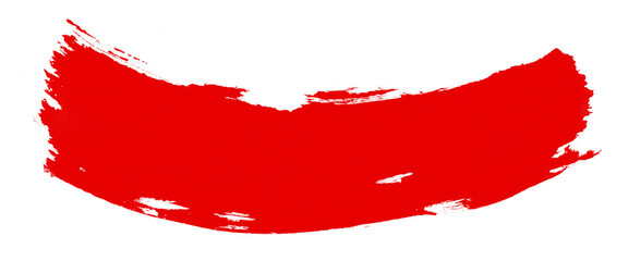 Red acrylic paint stroke isolated on white background