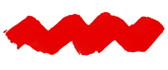 Red acrylic paint stroke isolated on white background