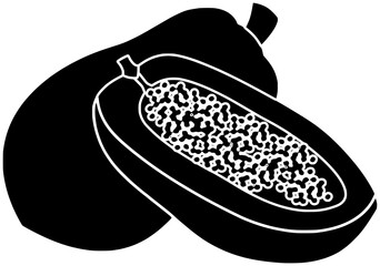 food illustration papaya silhouette leaf logo plant icon pawpaw outline pepaya nature tropical fruit garden agriculture summer branch green shape bunch asia farm for vector graphic background