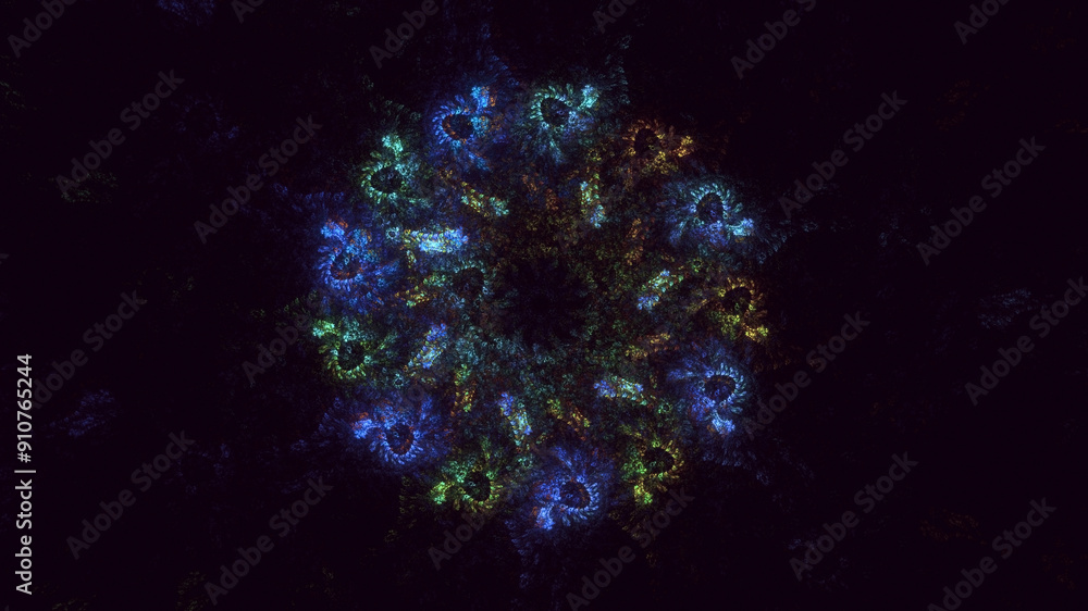 Aufkleber 3d manual rendering abstract fantasy light fractal background. its not ai generatd illustration.
