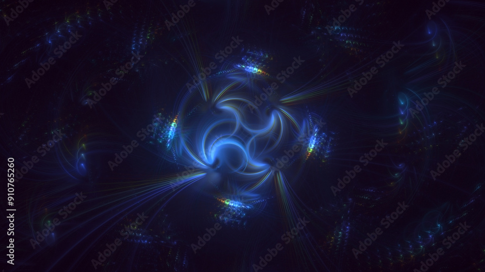 Aufkleber 3d manual rendering abstract fantasy light fractal background. its not ai generatd illustration.