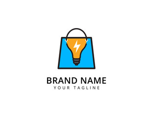 Electric shop logo design. Smart shopping bags logo icon vector
