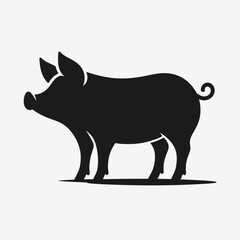 Fototapeta premium single Pig silhouette white background