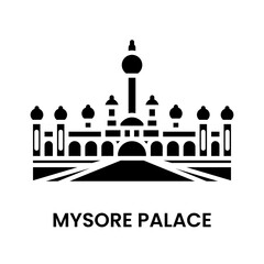 Mysore Palace, Mysore, Karnataka, India. minimalist black fill icon, a historical landmark for web, mobile apps and UI.