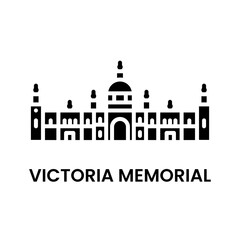 Victoria Memorial, kolkata, India. Minimalist black fill icon, a historical landmark for web, mobile apps and UI.