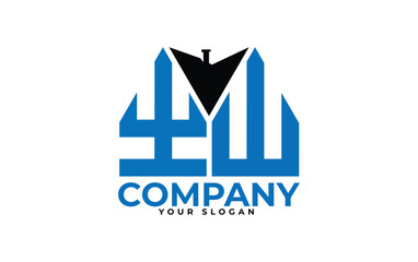 YW letter creative real estate vector logo design.