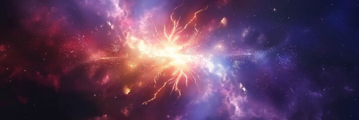 Fototapeta premium An intense scene of a cosmic explosion, featuring brilliant streaks of light and vibrant colors that highlight the beauty and power of the universe.