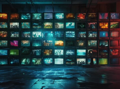 複数のモニターに映る動画