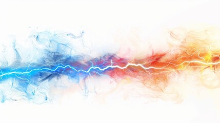 orange blue electric lightning isolated on white background