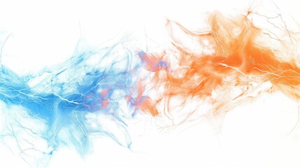 orange blue electric lightning isolated on white background