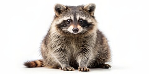 Obraz premium Raccoon isolated on white background, raccoon, isolated, wildlife, animal, nature, cute, mammal, curious, fur, wild, critter