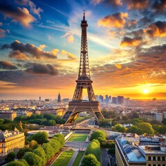 Obraz premium eiffel tower at sunset
