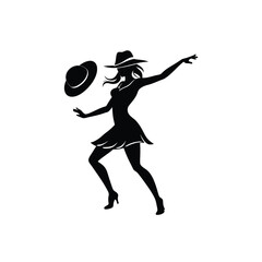 one women street dance with hat silhouette

