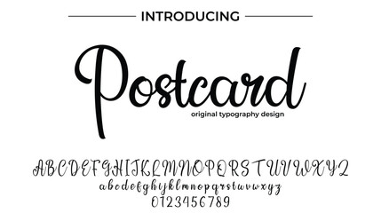 postcard Font Stylish brush painted an uppercase vector letters, alphabet, typeface