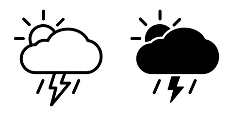 ofvs674 OutlineFilledVectorSign ofvs - weather vector icon . thunderstorm cloud with sun and rain sign . isolated transparent . outline and filled version . AI 10 / EPS / PNG . g12020