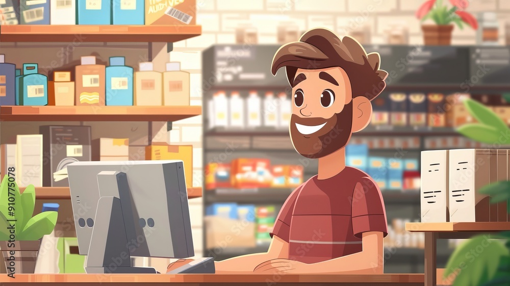 Poster cartoon vector seamless online shopping experience with easy navigation and fast checkout