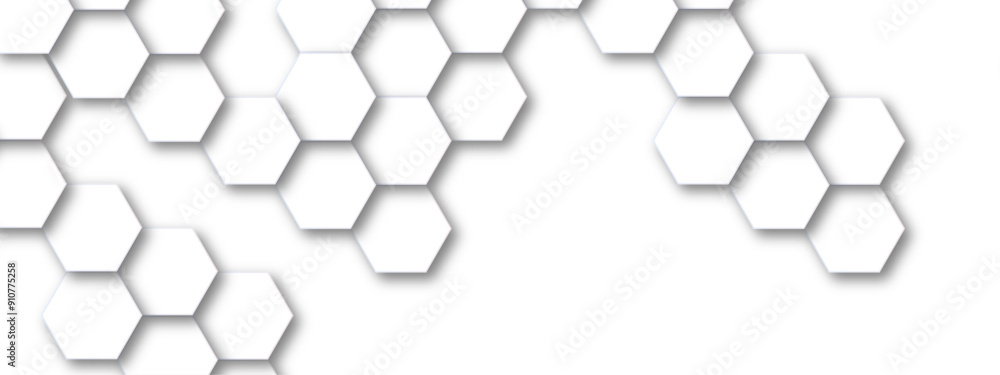 Poster vector technology background with hexagon concept design. embossed hexagon , honeycomb white shadow.