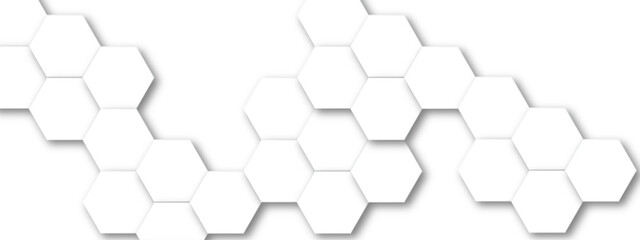 Abstract white hexagon pattern background. Abstract hexagon technology design background. Futuristic honeycomb mosaic white background. Vector Illustration. 