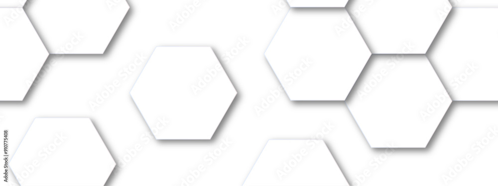Poster abstract white hexagon pattern background. abstract hexagon technology design background. futuristic