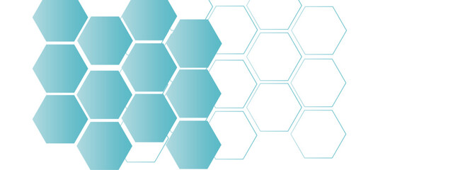 Vector technology luxury blue hexagonal background vector illustration. Futuristic banner with technology blue hexagons and shiny lights. Design for banner, template, technology, science, medical