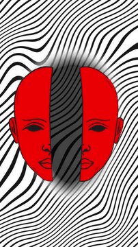 Abstract Background Red Cracked Face Black and White Wave Nihilist Concept Animation