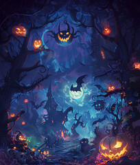 楽しいハロウィンのモンスターたち-2