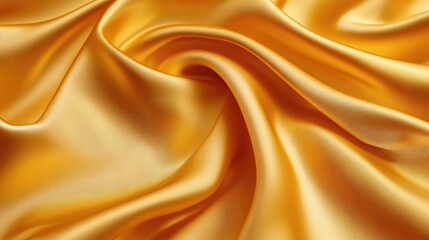 Obraz premium Golden yellow silk satin draped smoothly, creating a luxurious and refined fabric texture