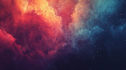 Fototapeta premium Cosmic Symphony: A vibrant nebula swirls with hues of red, blue, and orange, evoking the awe-inspiring beauty of the cosmos. 