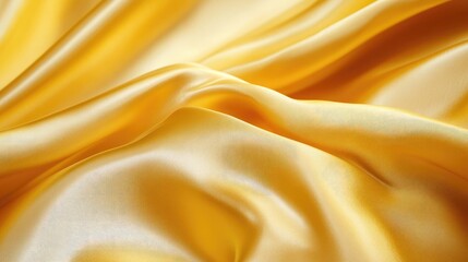 Obraz premium Luxurious yellow silk satin fabric, elegantly draped with soft folds, showcasing a golden sheen