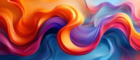 Obraz premium Abstract background with vibrant wavy lines in blue, red, orange, and purple.