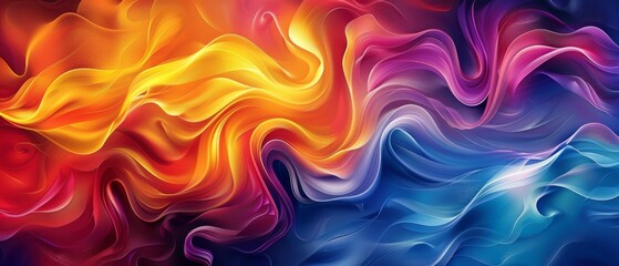 Abstract colorful background with dynamic fluid wave shapes.
