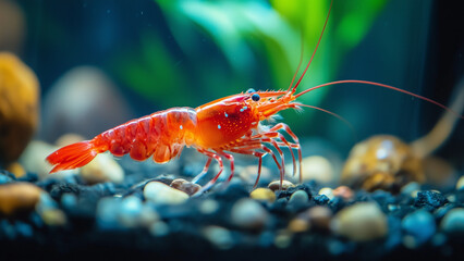 Vibrant Crystal Red Shrimp in Aquatic Habitat