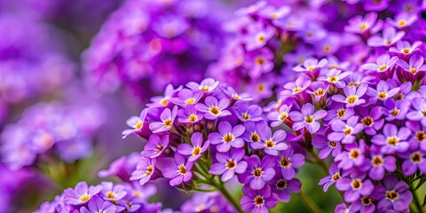 Cluster of small purple flowers in full bloom, botanical, vibrant, nature, floral, colorful, delicate, blossoms, petals, garden