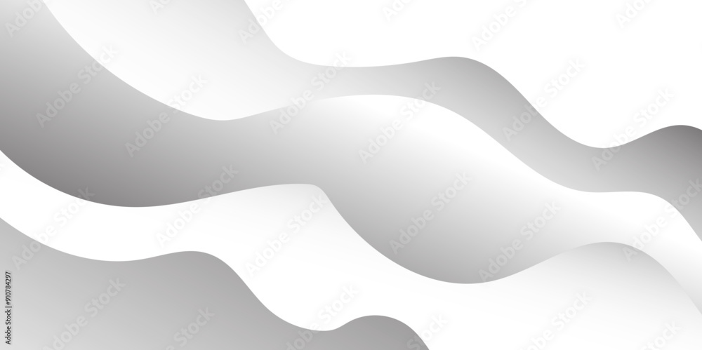 Poster abstract white and gray fluid gradient wave texture layered background with blank space design dynam