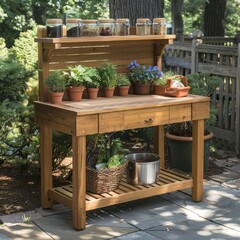 garden station, outdoor potting bench