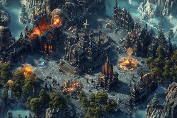 Abstract Drawn Rendering of Fake RTS Game Screenshot for Gaming Industry Generative Illustration