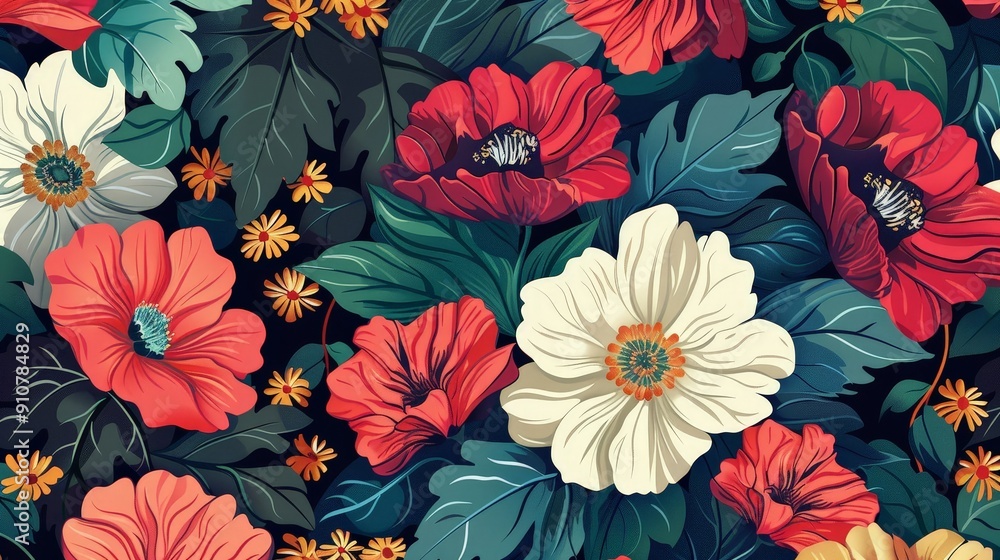 Poster Reflect on the versatility of floral vectors, ideal for creating stunning patterns and backgrounds.