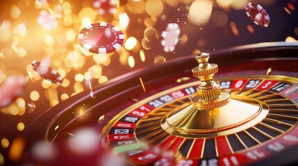 Glowing casino sign, bet here, luck and fortune, bright lights, lively environment