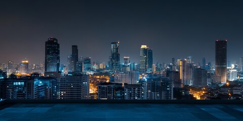 Obraz premium panoramic bangkok skyline view concrete buildings
