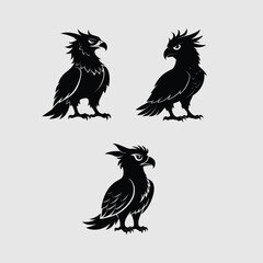 Fototapeta premium Eagle Vector Illustration Black and White Silhouettes