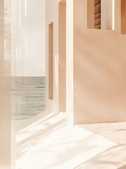 Background Aesthetics White, Mockup Cream, Packaging, Sea and Desert, Santorini, Ceramics, Vases,...