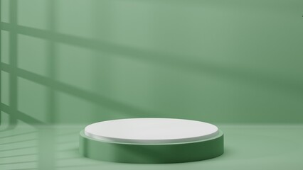 3D rendered green podium for your product showcase, 3D illustration