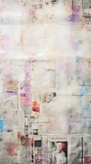 Obraz premium Wallpaper ephemera pale Birthday cake Antique collage architecture painting.